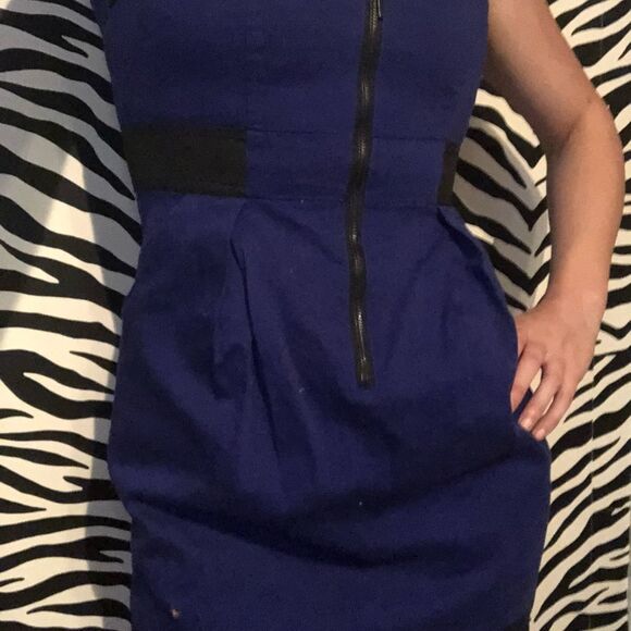 Small Black and Blue Dress with POCKETS! - Picture 2 of 8